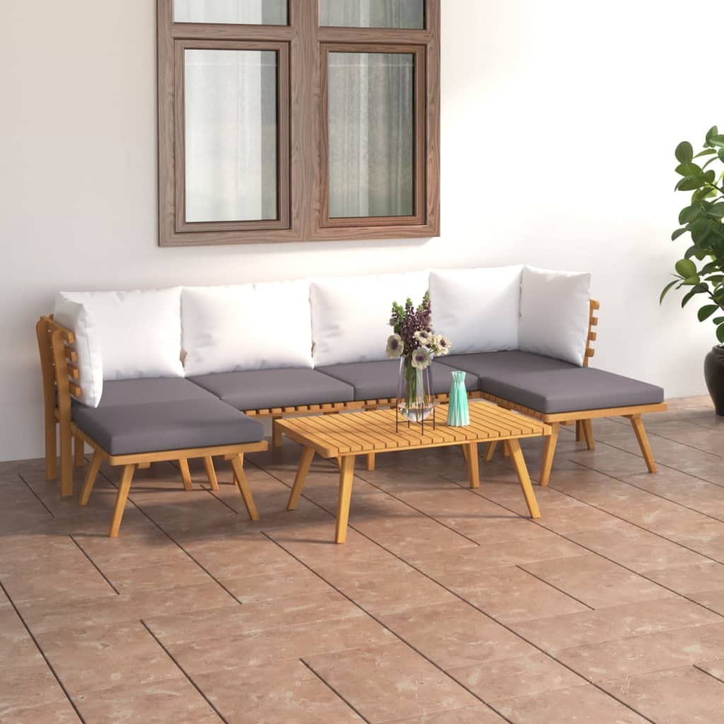 vidaXL 9-Piece Patio Lounge Set with Dark Grey Cushions, Solid Acacia Wood, Modular Configurable Design for Outdoor Garden & Terrace