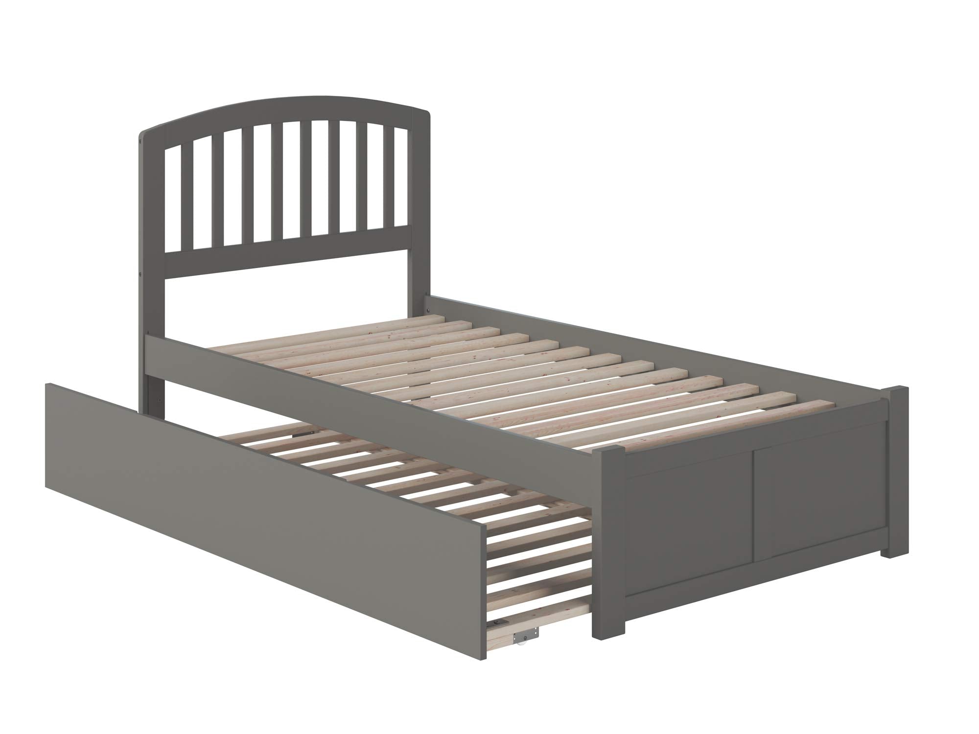 AFI Richmond Twin Size Platform Bed with Footboard & Twin Trundle in Grey