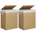 Foldable Laundry Hamper Basket with Lid by Fionas magic, Handwoven 96L Large Clothes Hamper with Removable Liner Bags, Collapsi