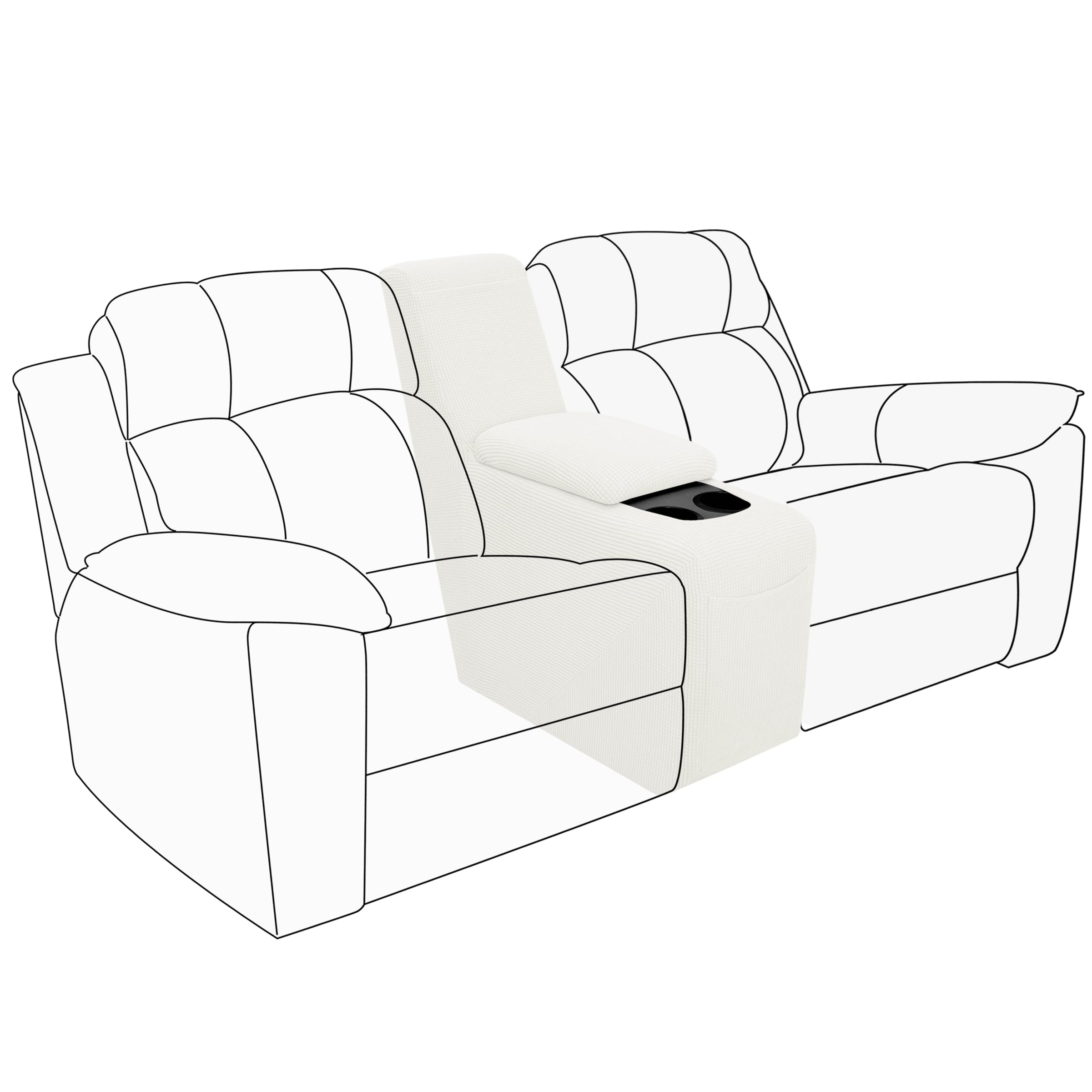 Easy-Going 2-Piece Recliner Console Cover For Reclining Loveseat Covers Stretch Jacquard Middle Console Cover For Recliner Couch