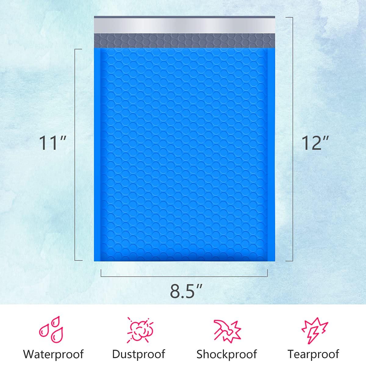 Ucgou Bubble Mailers 8.5X12 Inch Blue 25 Pack Poly Padded Envelopes #2 Medium Mailing Opaque Packaging Postal Self Seal Waterpro