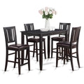 East West Furniture BUCK5-BLK-LC 5 Piece Kitchen Counter Set Includes a Rectangle Dining Table and 4 Faux Leather Dining Room Chairs, 30x48 Inch, Black