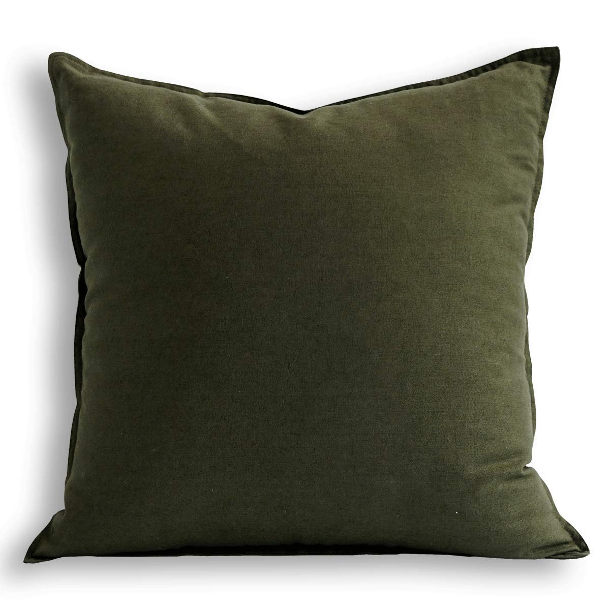 Jeanerlor Solid Cotton Linen Decoration 18'X18' Throw Pillow Green Cushion Case Special Pillow Cover Delicate Decorative Pillo