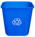 Amazon Basics Rectangular Commercial Office Recycling Wastebasket with Recycle Logo, Easy to Clean, 7 Gallon, Blue, Pack of 2