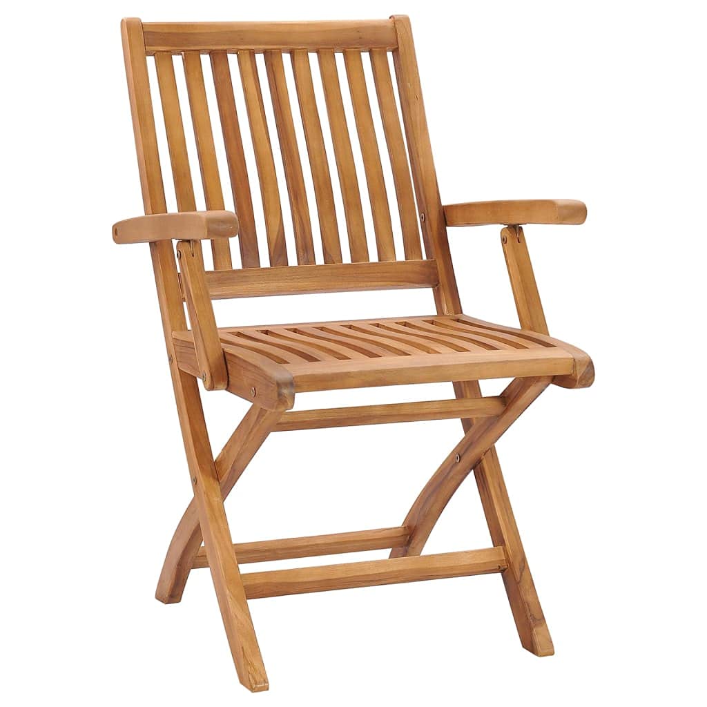 vidaXL 4X Solid Teak Wood Folding Patio Chairs Garden Outdoor Balcony Backyard Terrace Lounge Dinner Dining Seating Wooden Yard Home Furniture