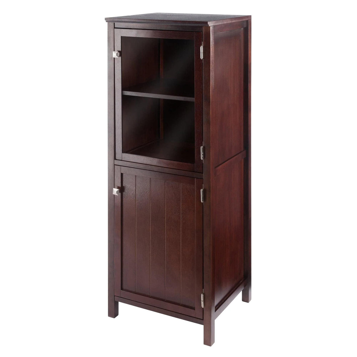 Winsome Wood Brooke Jelly Cupboard, 2-Section Cabinet, Walnut