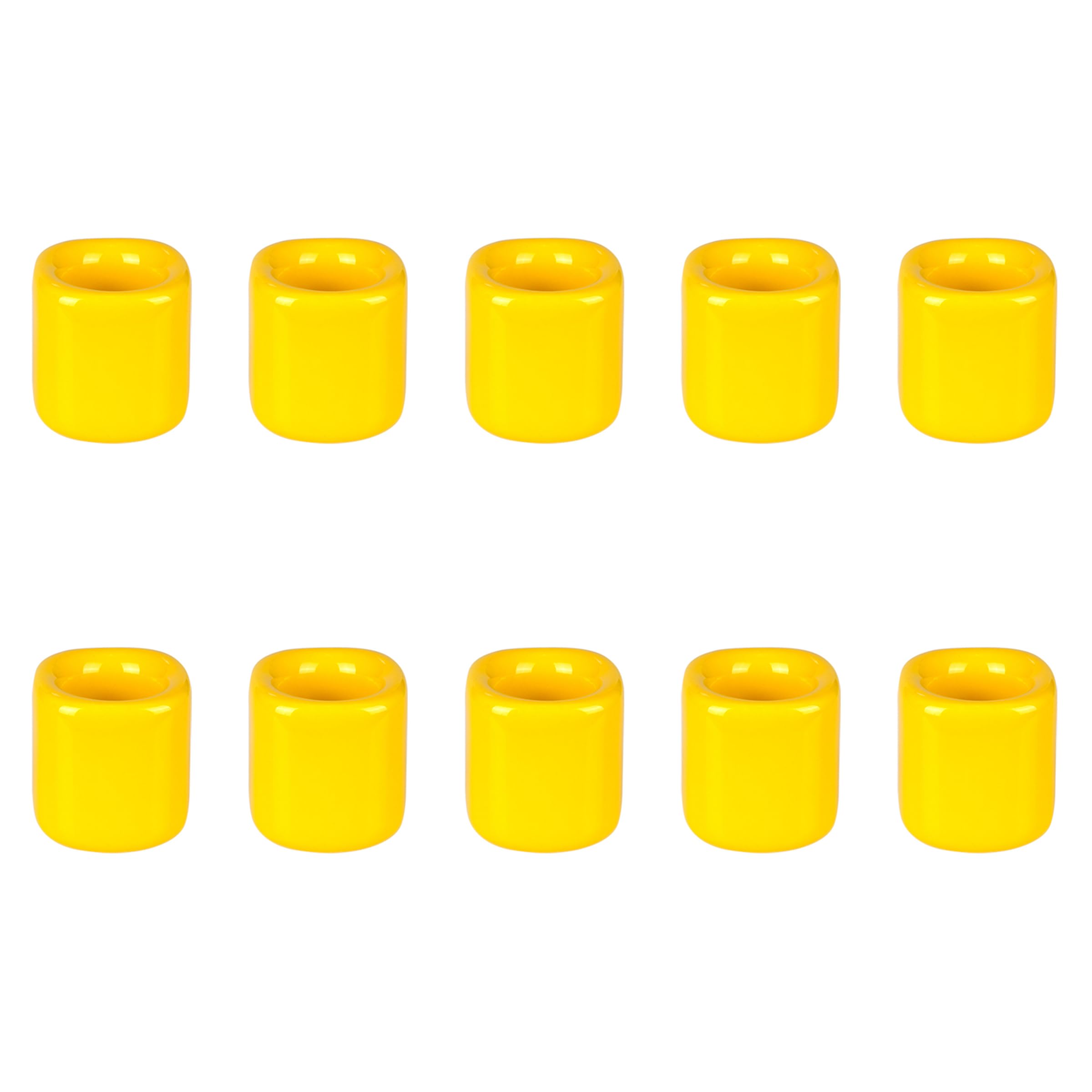 Mega Candles 10 pcs Yellow 1/2 Inch Diameter Ceramic Chime Ritual Spell Candle Holders, Great for Casting Chimes, Meditation, Ri