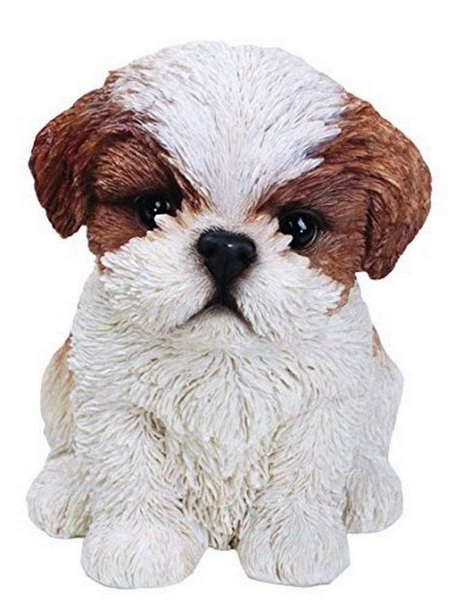 Hi-Line Sitting Shih Tzu Puppy Figurinebrown/White