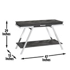 Steve Silver Co Roma Sofa Silvershield Top, Legs, Rustic Contemporary Style in Shadow Finish Table, 47.5 x 15.75 x 29.5, Dark Grey/Chrome