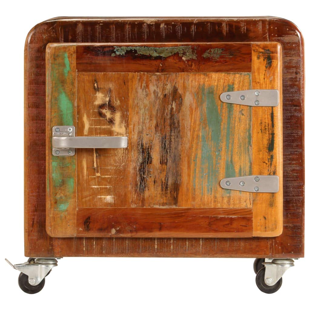 vidaXL Brand, Solid Reclaimed Wood Bedside Cabinet, Classic Vintage Design, Hand-Crafted Nightstand, Industrial Style, Multicolour