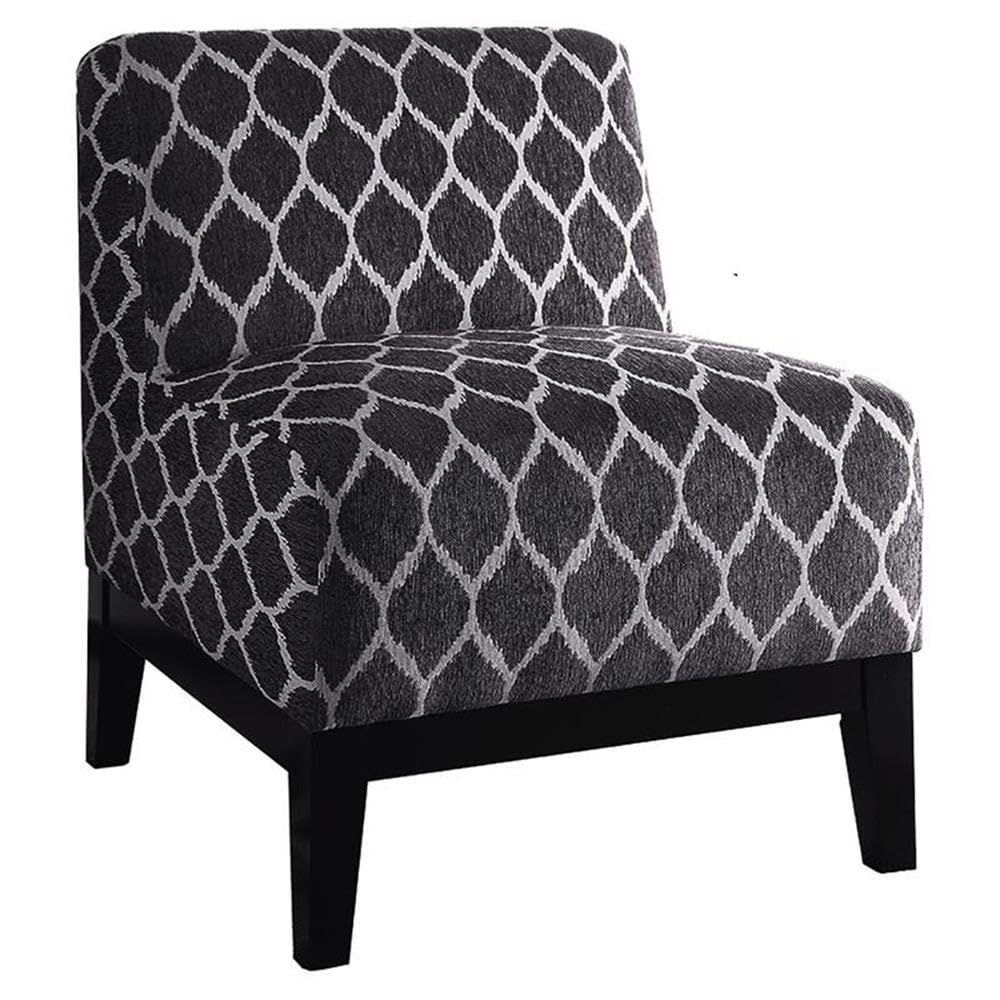 Acme Hinte Chenille Upholstery Armless Accent Chair in Dark Blue and Dark Brown