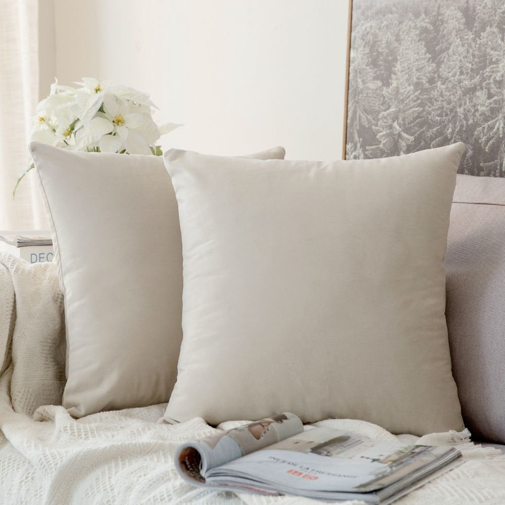 Miulee Pack Of 2 Velvet Soft Solid Decorative Square Throw Pillow Covers Set Christmas Cushion Cases Pillowcases For Spring Couc