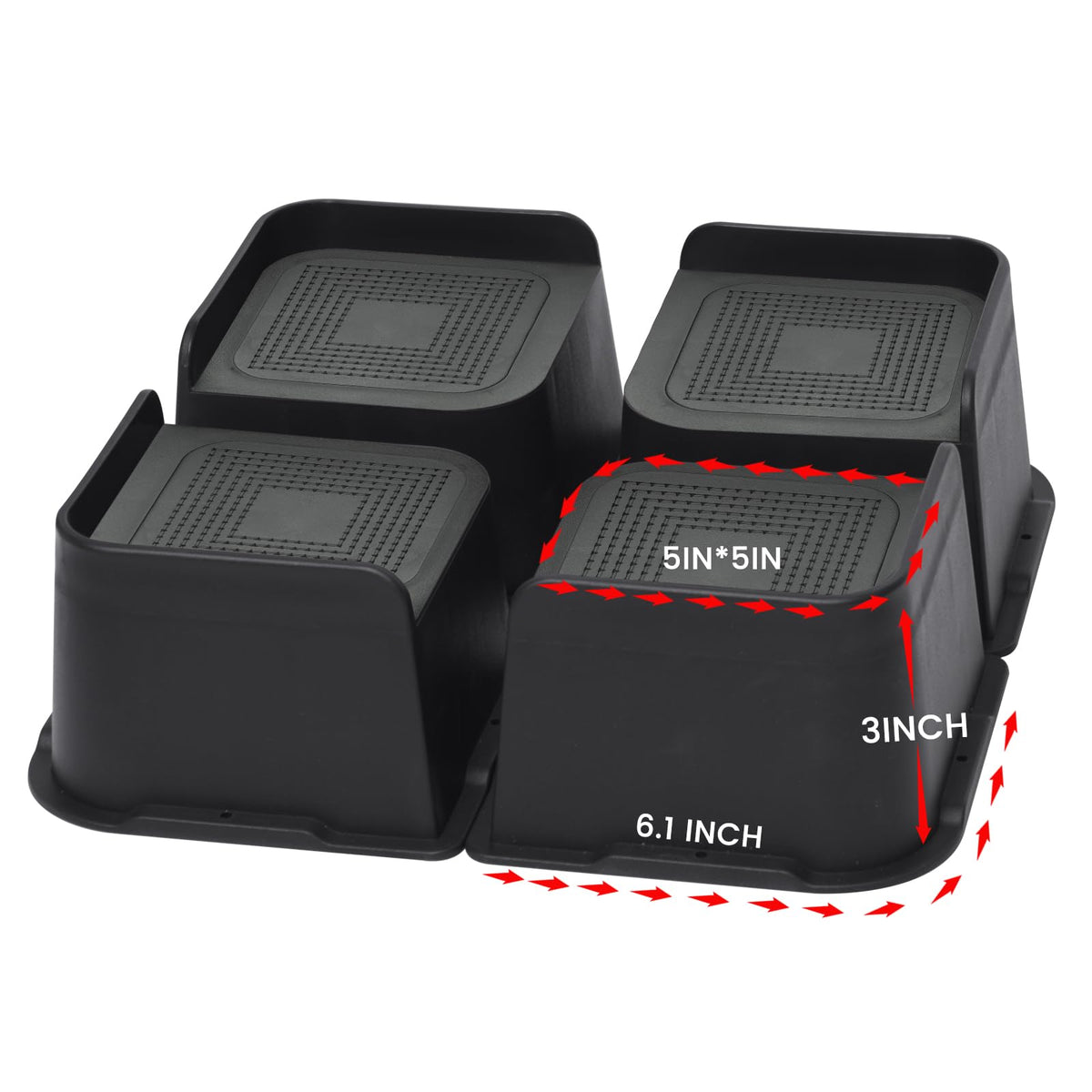 Mymulike Bed Risers Heavy Duty, Oversized Furniture Risers, Support Up To 6000 Lbs, Lift 3 Inch For Couch, Sofa, Table,Chair (Bl