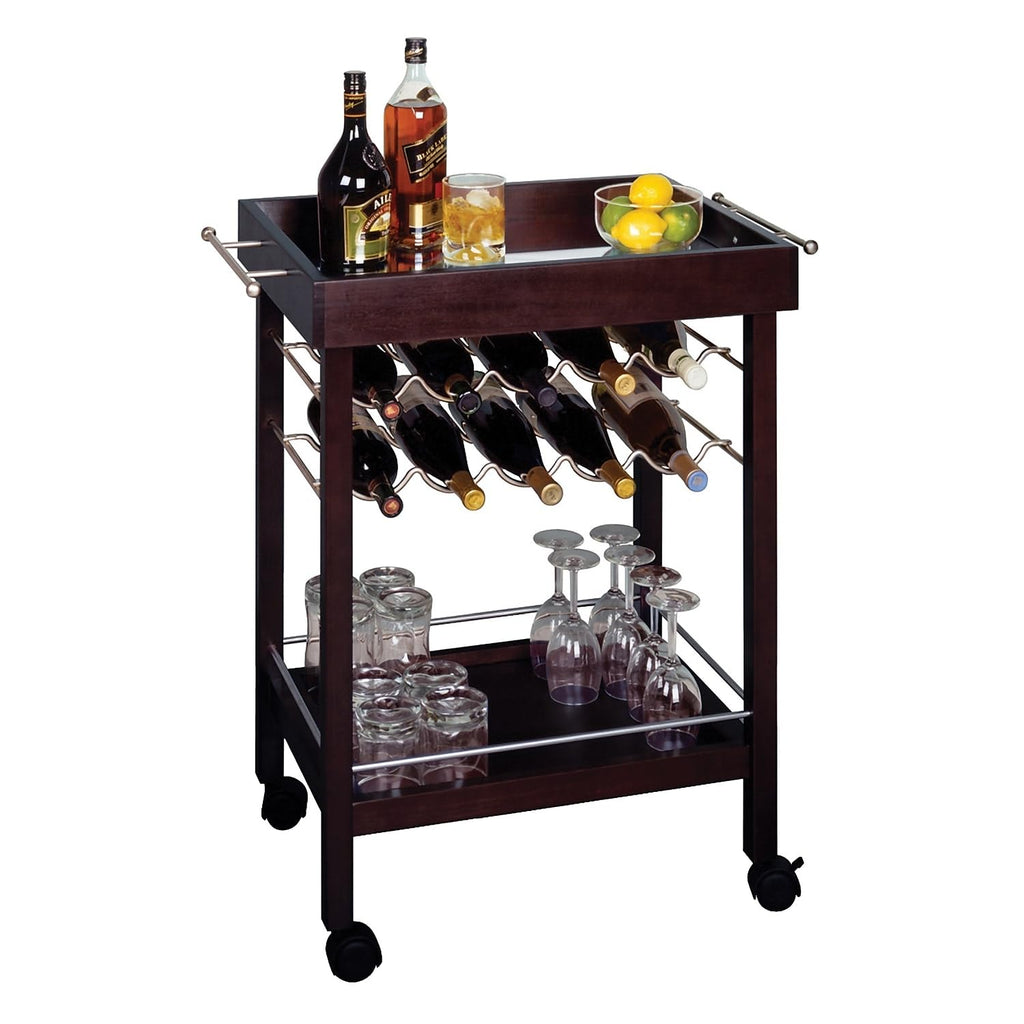 Winsome 33 1/4 x 30 x 18 1/2-Inch Mirror Top Bar Cart With Wine Rack, Dark Espresso (92329)