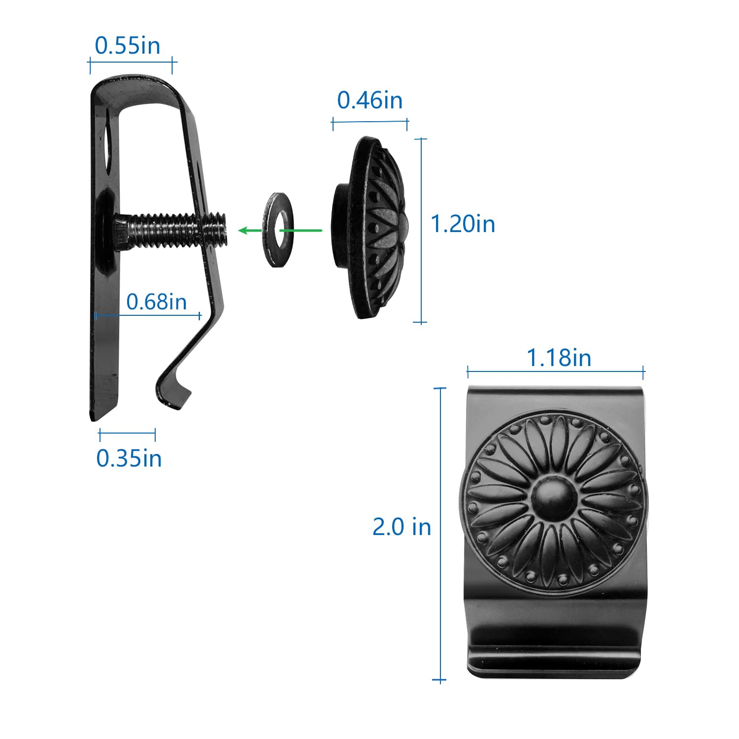 Tapestry Wall Hanging Clamps 4 Pack Textile Art Decoration Wall Hangers Metal Clips For Hanging Rugs Carpet Wall Display (Black)