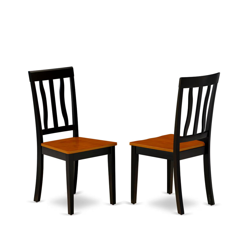 East West Furniture QUAN5-BCH-W 5 Piece Dining Room Table Set Includes a Rectangle Kitchen Table with Butterfly Leaf and 4 Dining Chairs, 40x78 Inch, Black & Cherry