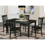 East West Furniture DUGR5-BLK-W 5 Piece Dining Set Includes a Rectangle Solid Wood Table and 4 Kitchen Room Chairs, 36x60 Inch, Black