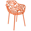 LeisureMod Modern Aluminum Stackable Patio Dining Armchair, Orange
