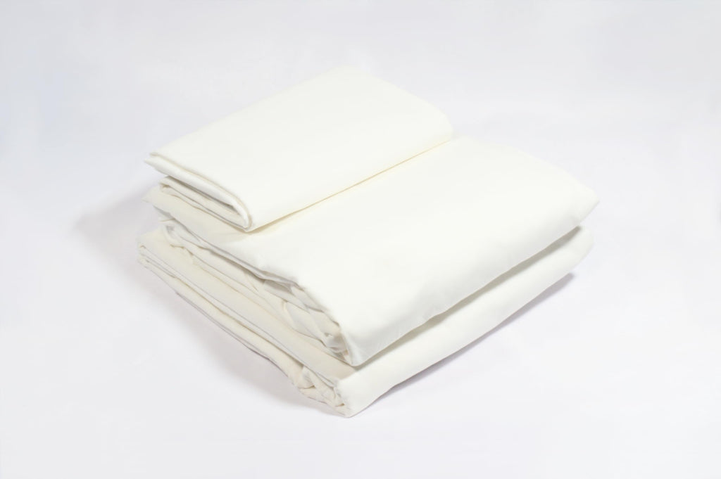 Queen Bed Sheet Set 100% Organic Cotton Gots Certified Queen Flat Sheet, Fitted Sheet And Pillowcase Snow White