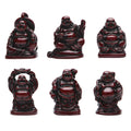 BRABUD 1' Red Resin Laughing Buddha Maitreya Figurines Collection Gift Home Office Desk Decor Flower Pot Statue Decoration Set 