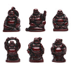 BRABUD 1' Red Resin Laughing Buddha Maitreya Figurines Collection Gift Home Office Desk Decor Flower Pot Statue Decoration Set 
