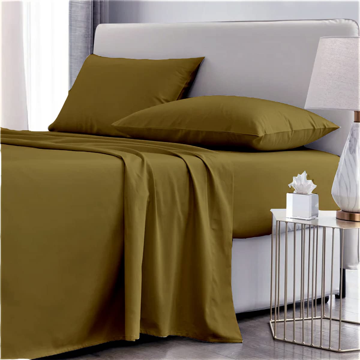 Mygiza Sheets,100% Giza Egyptian Cotton Sheets-Twin Size Giza Cotton Sheets Set To Fit Upto 15 Inches Deep Mattress (4 Pcs) Taupe