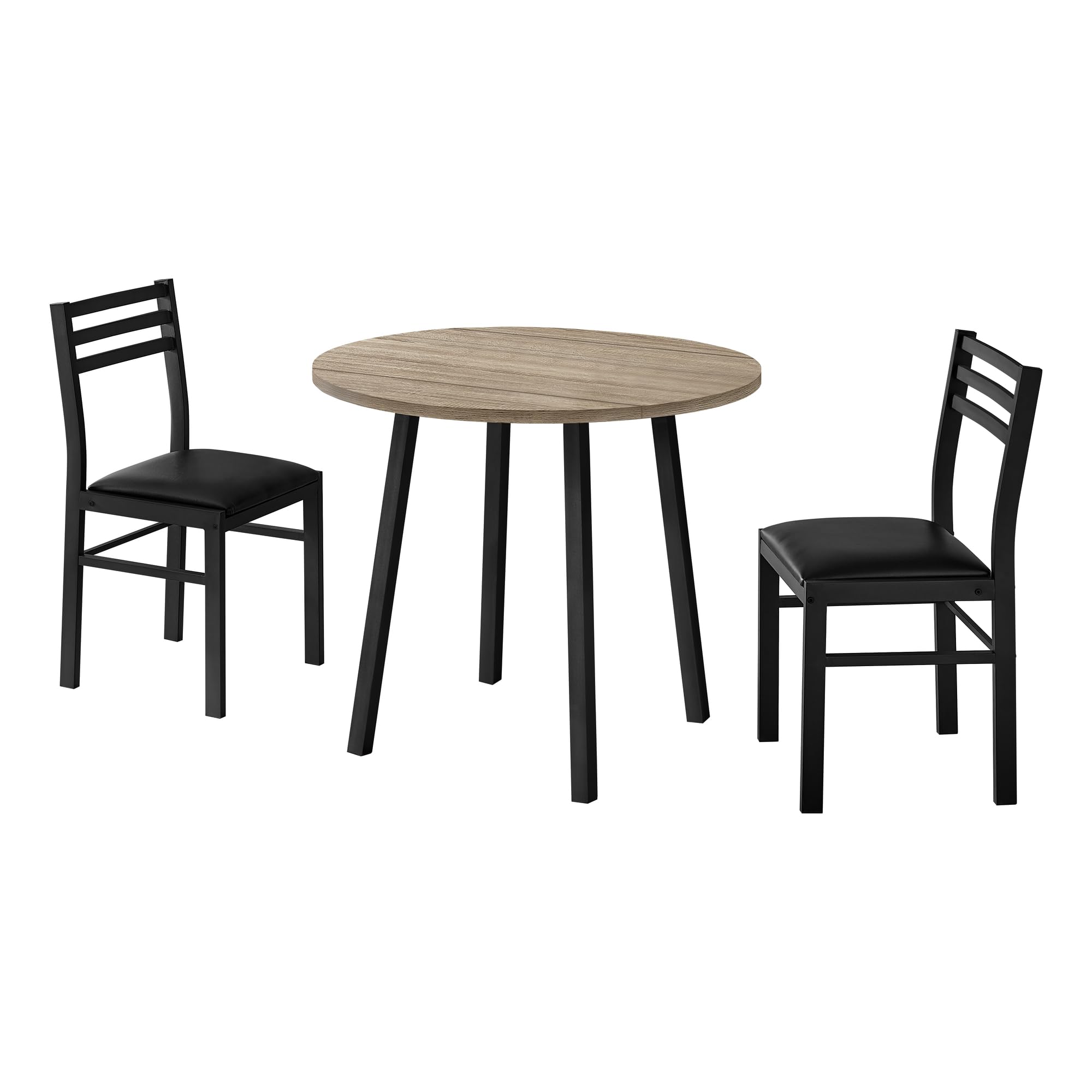Monarch Specialties I 1003 Dining Table Set, 3Pcs Set, Small, 35&quot; Drop Leaf, Kitchen, Metal, Laminate, Brown, Black, Contemporary, Modern