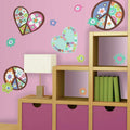 RoomMates RMK1621GM Heart and Flower Peace Sign Peel and Stick Giant Wall Decal