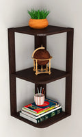 Captiver Engineered Wood Wall Mounted Multi Tier Corner Decor Shelf Display Racks Bathroom Storage Kitchen Home Organizers Organ
