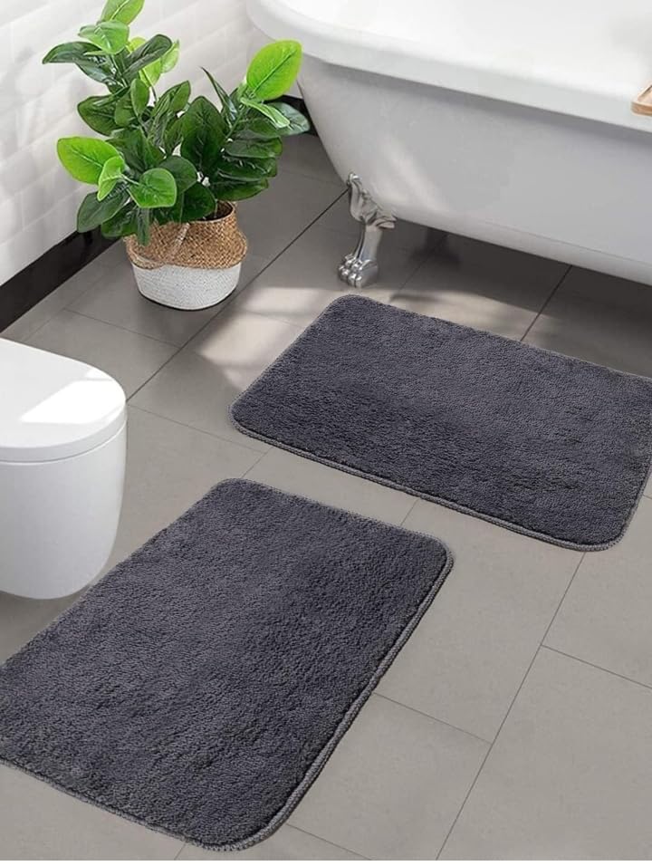 Shree JEE Home Microfibre Bathroom Mat Set of 2 | 16x24 Inch Soft & NonSlip Floor Mat for Bathroom, Kitchen, Door, Bedroom | Qu