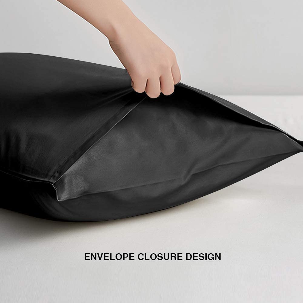 Flxxie Body Pillow Cover - Super Soft Microfiber 20X54 Body Pillow Case - Envelope Closure, Wrinkle, Stain Resistant Black Body