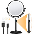 Gospire 7  Lighted Makeup Mirror with Magnification 10X/1X, Height Adjustable & 3 Color Dimmable Lights, 360 Swivel Double Sided
