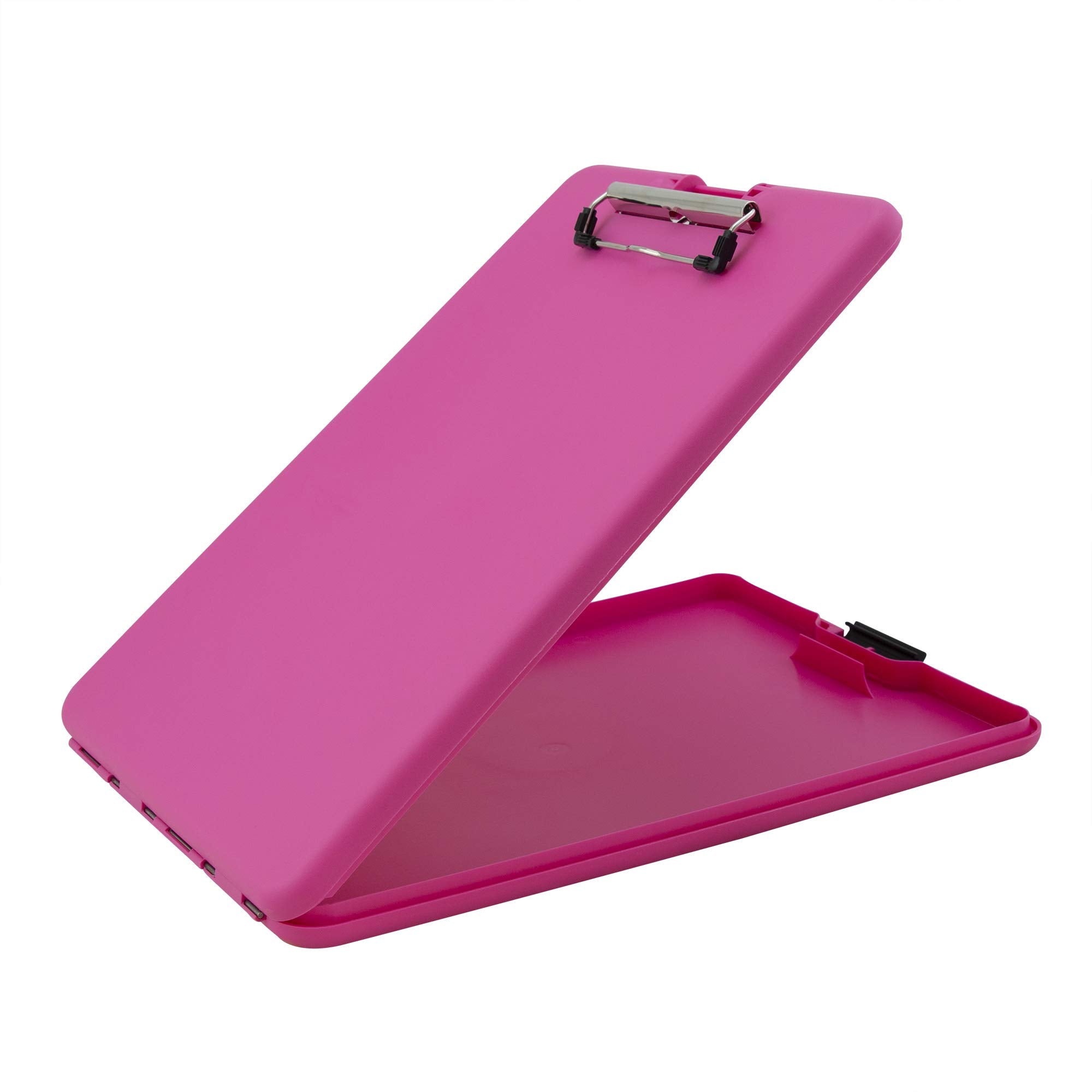Saunders Pink Slimmate Plastic Storage Clipboard With Low Profile Clip - Portable Mobile Organizer For Home, Office, And Busines