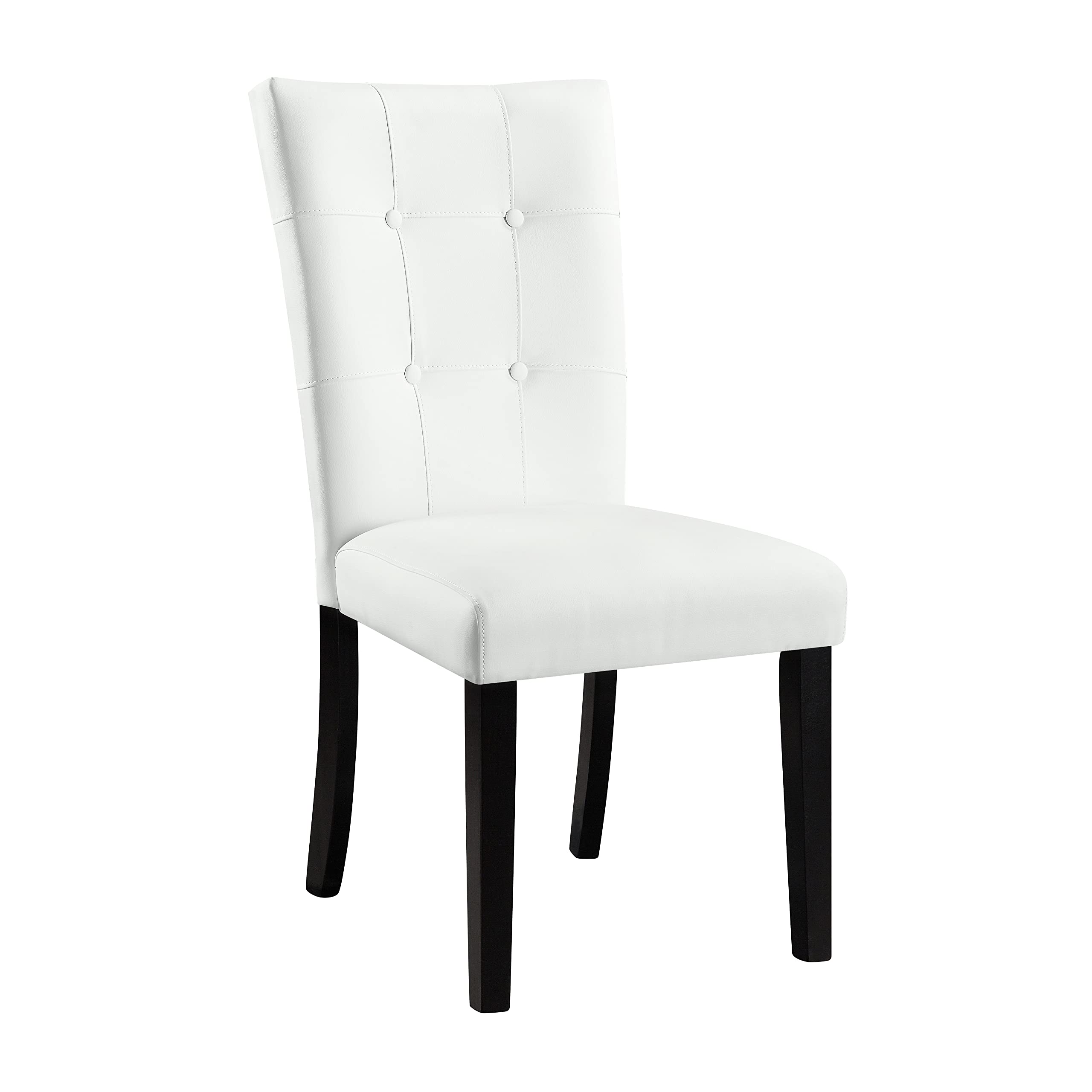 Acme Hussein Faux Leather Upholstered Side Chair in White and Black