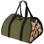 Tenn Well Wood Carrier for Firewood, 38in x 18in 16oz Waxed Canvas Firewood Carrier Log Tote Bag with Handles Securing Straps fo