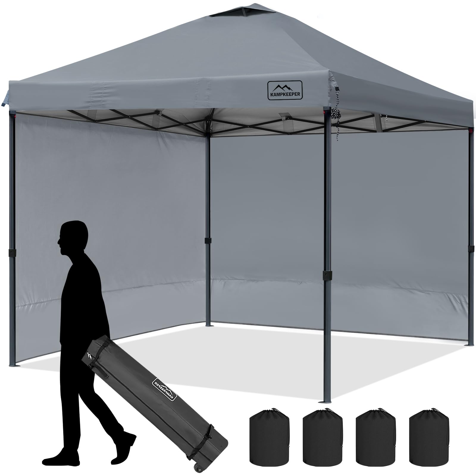 Kampkeeper Canopy Tent,Outdoor Canopy,10X10 Pop Up Canopy Tent For Commercial Garden Wedding Camping Party With 2 Sidewalls & 4