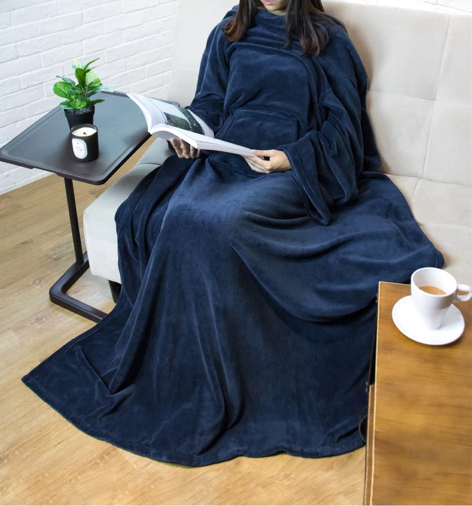 Pavilia Premium Fleece Blanket With Sleeves For Women Men Adult, Wearable Blanket Warm Cozy, Super Soft Sleeved Throw With Arm,