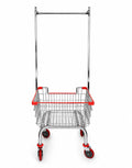 CHAMINUSA Laundry Cart Chrome Coated with Double Pole Rack, 2.5Bu (Red or Blue Trim) (Red)