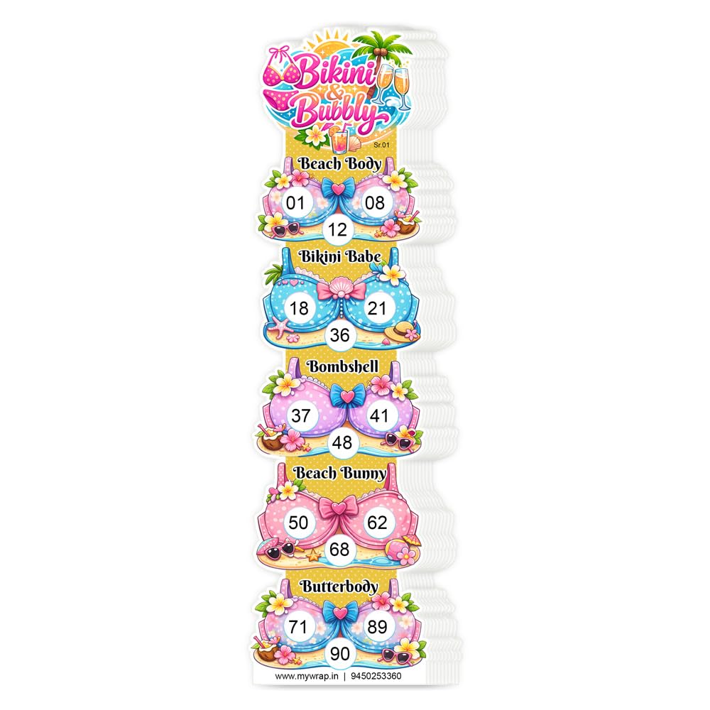 Suruchi Strokes Bikini Beach Naughty Tambola | Bridal Shower Pool Party Game (50 Tickets)