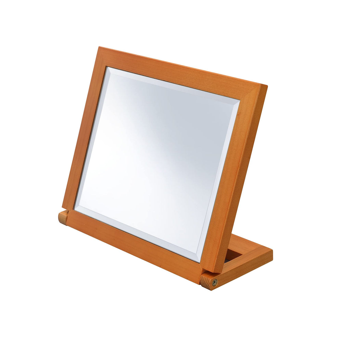 HomeRoots Brown/Walnut Wood/Glass Walnut Finish Rectangle Adjustable Vanity Mirror