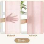 Homeideas Non-See-Through Blush Pink Privacy Sheer Curtains 52 X 63 Inches Long 2 Panels Sheer Curtains Light Filtering Window Curtains Drapes For Bedroom Living Room