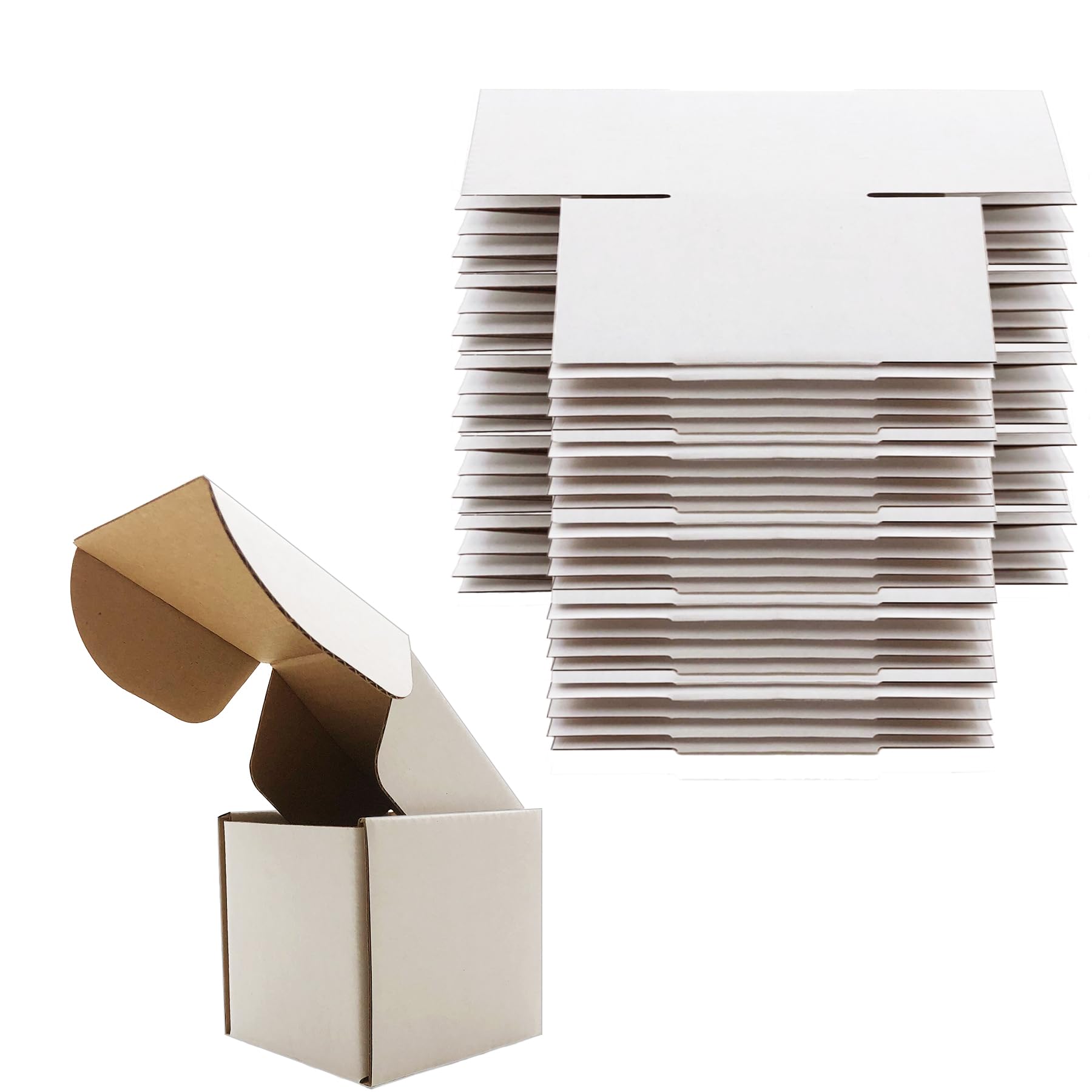 3X3X3 Inch Shipping Boxes, White Corrugated Cardboard Box Literature Mailing Shipping Packaging Recyclable Storage Boxes And Cra