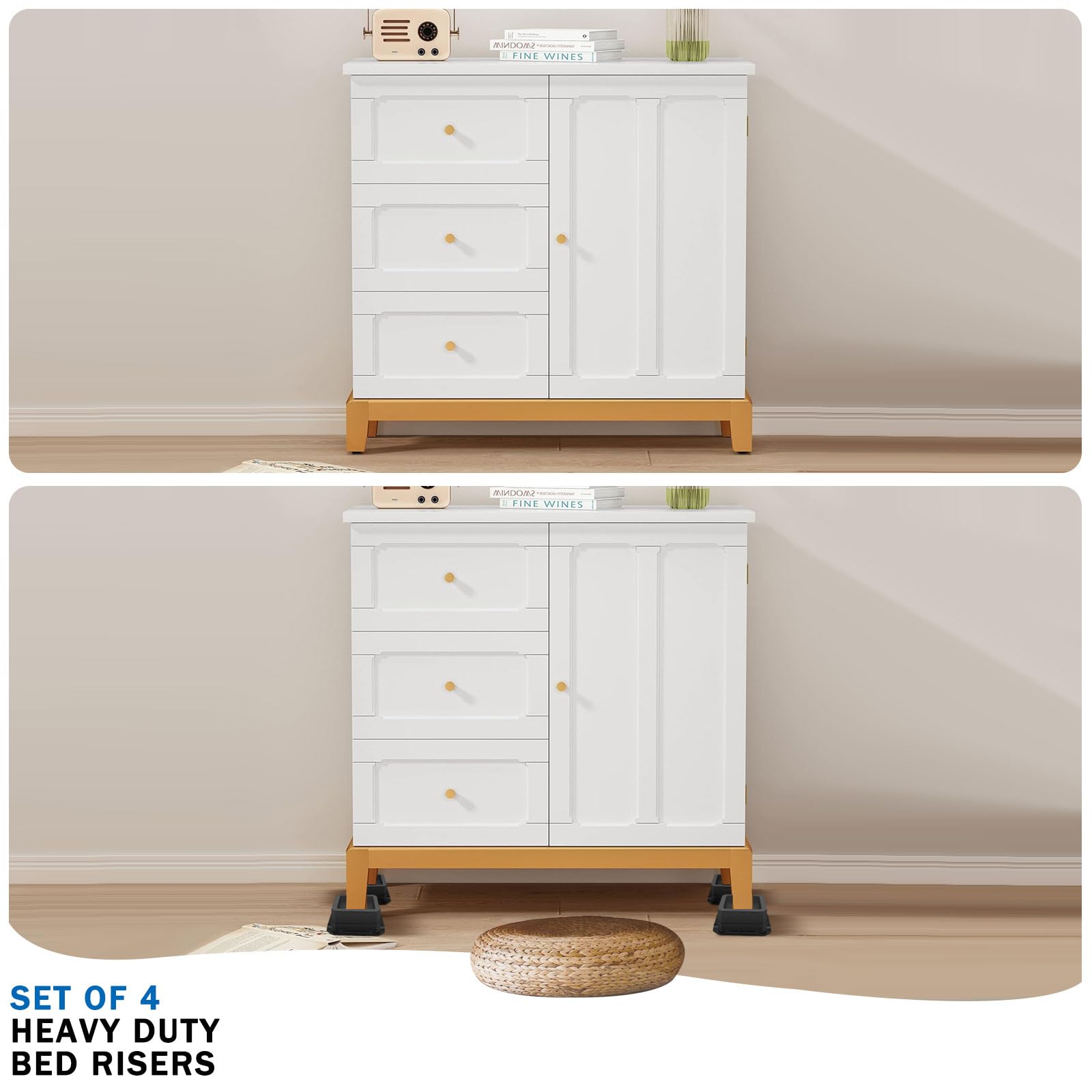 Annkut Furniture Risers 1 Inch,Bed Risers Heavy Duty,Desk Risers For Chair And Table Legs Elevation ,Bed Lifts Risers (4 Pack, B