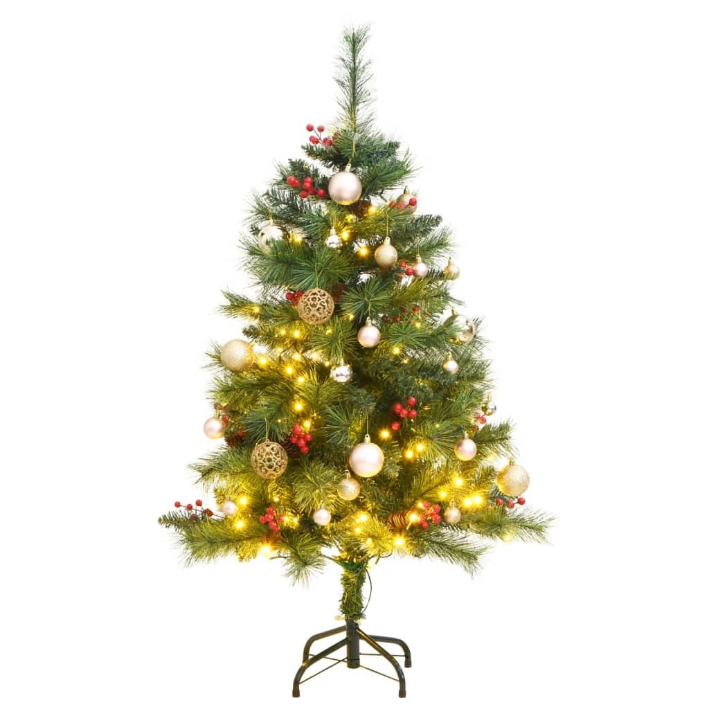 Vidaxl Artificial Hinged Christmas Tree With 150 Leds And Ball Set, Artificial Tree For Indoor Outdoor Party Holiday, Christmas