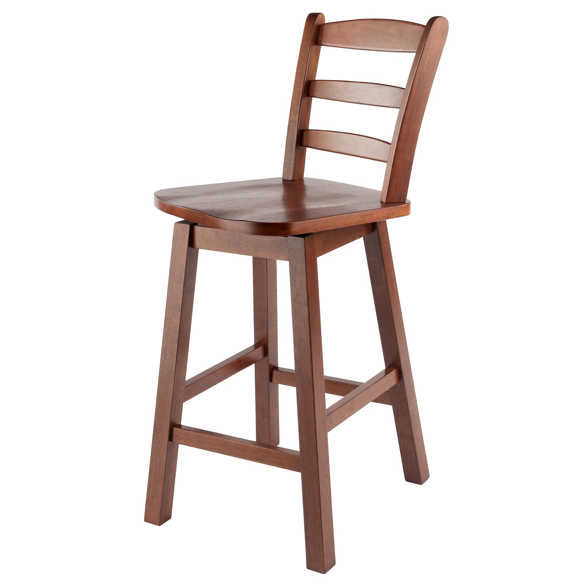 Winsome Scalera Ladder Back Swivel Counter Stool, 24 in, Walnut Finish, Solid Wood