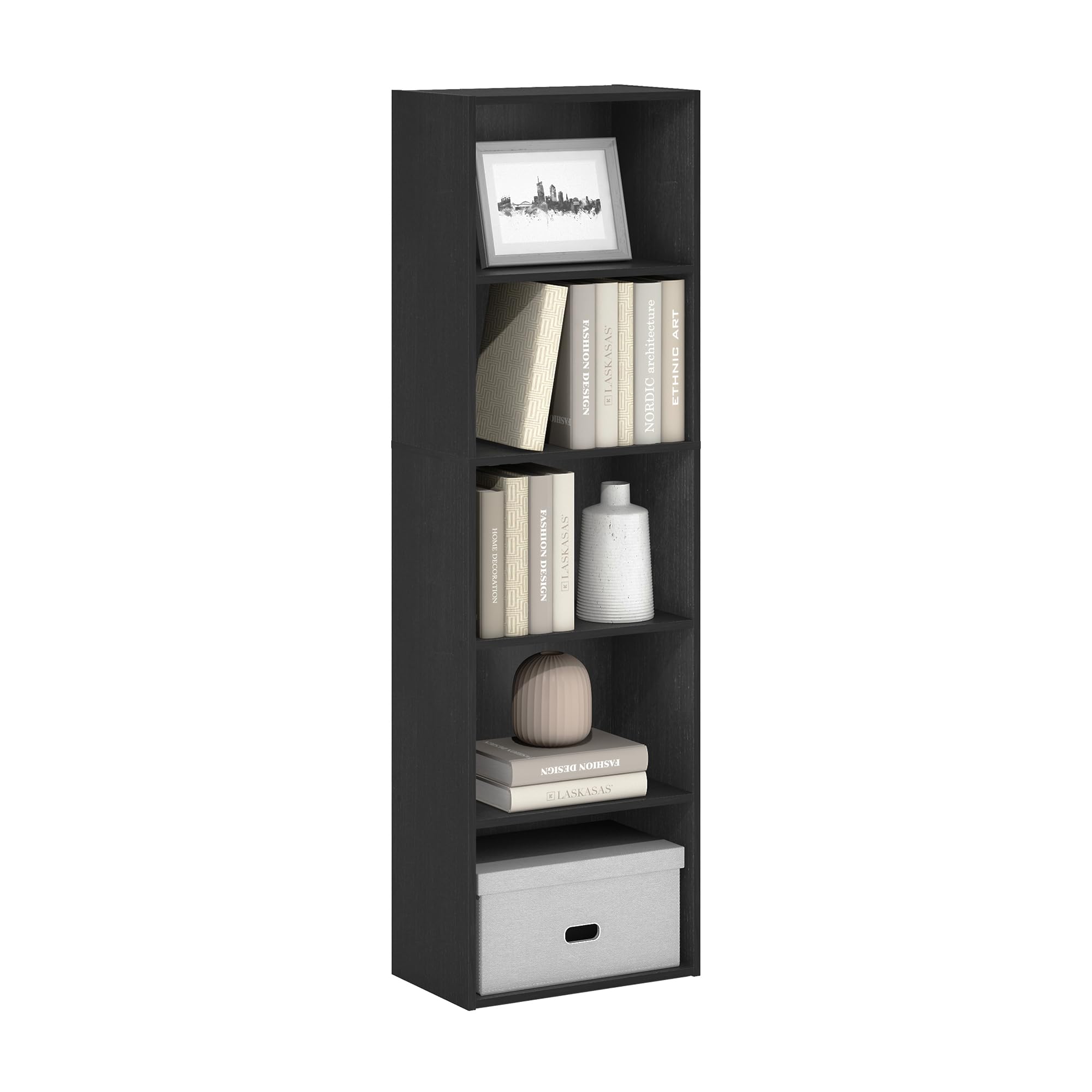 Furinno Luder Bookcase / Bookshelf / Storage Shelves, 5-Tier, Blackwood