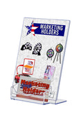 Fixturedisplays 5X 7'Lucite Plexiglass Clear Acrylic Slanted Sign Holder With Business Card Holder 20046
