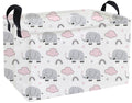 Essme Rectangular Kids Baskets,Elephant Storage Basket with Handles for Boys Room Decor, Toy Box,Cute Storage Bin(Rainbow elepha