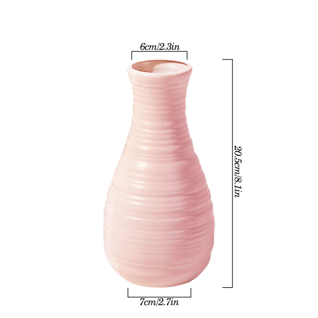 Unbreakable Vase For Flowers, Ceramic Look Plastic Vase For Home Decor, Living Room, Table (Seashell Pink)