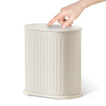 QINOFEN Stainless Steel Small Bathroom Trash Can with Pop up Lid 9L/2.4 Gallon Metal Waste Basket with Removable Liner Bucket,Sl